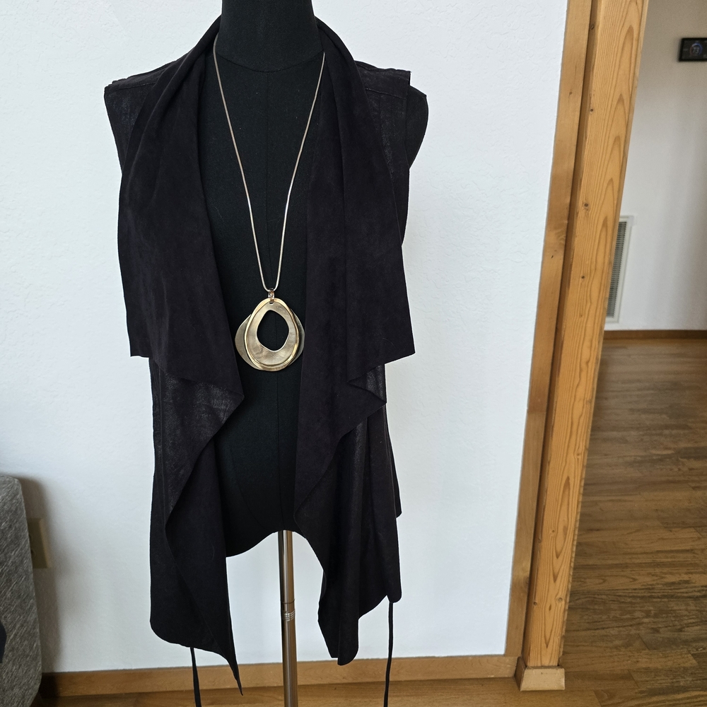 Dex Black Draped Vest